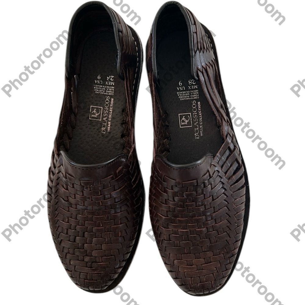 D’Classico Woven Leather Huarache Sandals Dark Brown Mexico Handmade, 9, NWOT